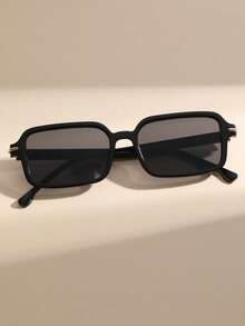 1 Pair Personalized Fashion Women's Sunglasses, Featuring A Rectangular Small Frame Design, Versatile Streetwear Style, Classic And Eternal, Suitable For Daily Life, Carnival Parties, Music Festivals, Street Photography, Weekend Outings, Family Trips, Fits All Face Shapes, Also Suitable For Back To School, College Style, Campus Looks - Black - View 3