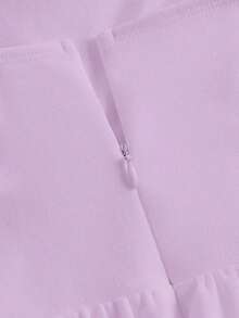 Elegante vestido de tirantes con fruncido en la cintura de color liso - Púrpura malva - Ver 4