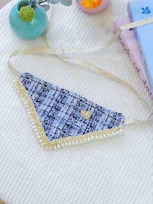 1pc Pet Bandana Collar, Small Dog Puppy Teddy Pomeranian Accessories, Spring/Summer Scarf - Blue - Multicolor - View 3