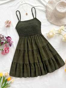 Vestido Casual de Tanque Halter Cuello con Dobladillo Plisado unicolor para Mujeres en Verano - Morado 2 - Ver 9