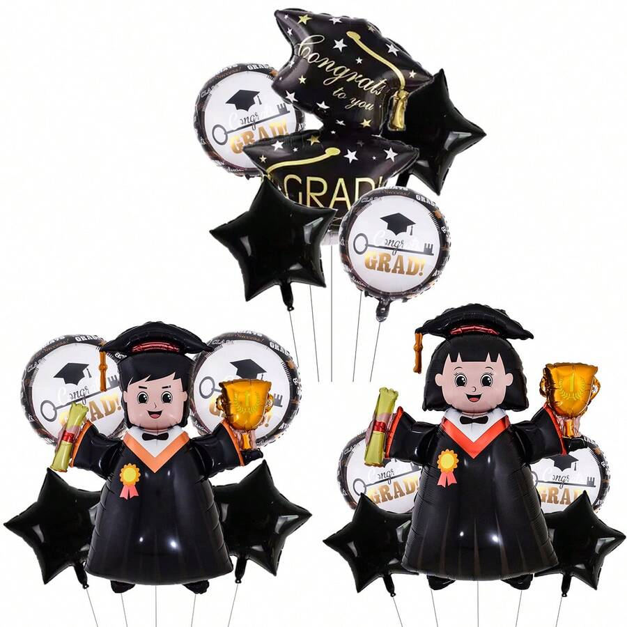 5Pcs/Set Graduation Party Decorations Boy Girl Doctor Foil Balloons Set Congrats Grad Finish School Party Decor Children's Inflatable Toys - View 1