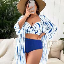 Swim Lushore Plus Size Underwire Padded 3-Piece Bikini Sets - Multicolor - Ver 6