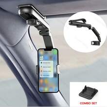 Bộ 2 giá đỡ điện thoại gắn trên tấm che nắng ô tô, giá đỡ điện thoại xoay 180° + kẹp kính thời trang, giá đỡ điện thoại đa năng cho ô tô tương thích với điện thoại thông minh lên đến 7 inch, gọi điện thoại rảnh tay. - Nhiều màu - Xem 6