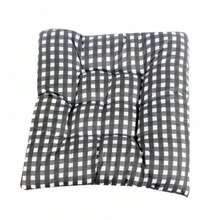 35x35cm Square Plaid Chair Cushion with Non-slip Strap Indoor Outdoor Sofa Cushion Pillow for Home Office - Gris claro - Ver 5
