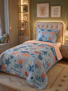 Double Print Children's Single Bedspread Set (2 Pieces) - Amar - Ver 4