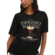 Estilo europeo y americano, moderno y a la moda, versátil y popular, camiseta de algodón puro retro americana de verano con estampado. - Blanco - Ver 5