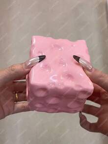 Jumbo Cheese Cube Stress Ball Big Cheese Shapeable Squeeze Ball Non-Bounce Fidget Toy ASMR Sensory Anti-Stress - Phô mai hồng khổng lồ - Xem 9