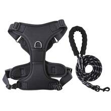 Dog Harness And Leash Set ,No Pull With 2 Leash Clips, Adjustable Soft Padded, Reflective Oxford No Choke Pet Vest With Easy Control Handle For MediumLarge Dogs - Black - View 11