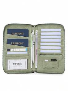 CHARM INFINITE RFID Anti-Theft Large Capacity Passport Holder, Fashionable Slim Travel Wallet, Unisex Travel Essential Gift - Green - View 7
