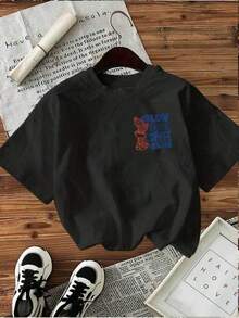 [Impresión a Doble Cara] Camiseta de Mujer de Moda Primavera-Verano, Estilo Pintado a Mano, Estampado Taza de Café, SLOW MORNING COFFEE CLUB SERVED DAILY, Cuello Redondo, Manga Corta, Camiseta de Mujer 100% Algodón [Chu K], Camisetas de Verano - Negro - Ver 3