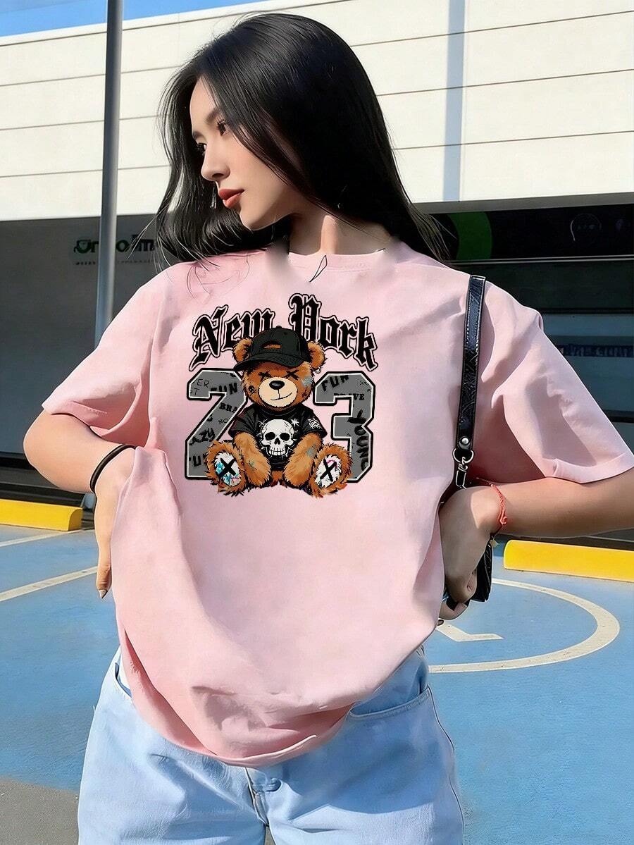 Grunge Style Short Sleeve T-Shirt With Number "73", Fashionable Short Sleeve T-Shirt For Spring And Summer 2026, Made In Mexico, 180 Grams. Cartoon Print, Couple Design, Suitable For Indoor Or Outdoor Wear. Crew Neck, Unisex, Ideal For Office And Leisure. One-Pack. - PK-P631577SLNDXZGY411 - 查看 1
