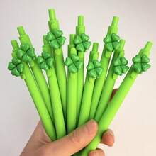 Bộ 6/10 bút bi bấm nút chủ đề Gia đình Cỏ ba lá, dòng bút bi bấm nút màu trung tính. - Bút hình cỏ bốn lá - Xem 6