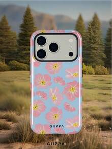 1 Piece Light Blue Background With Pink Floral Pattern Design Phone 17 Pro Max Case, Compatible With Phone 16 Pro Max, 15 Pro Max, 14 Pro Max, Korean Stylish And Interesting Phone Case, Also Fits 11/12/13/14/15/75 Pro Max Plus, Elegant Design Suitable For Both Men And Women, Ideal Gift For Girlfriend On Christmas, Valentine's Day, Easter, Wedding Season And Birthday - Baby Blue - View 6