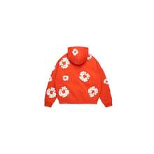 Sudadera con capucha con cremallera de algodón con diseño de lágrimas de mezclilla en color naranja oscuro - Multicolor - Ver 2