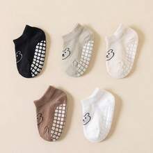 5 Pairs Baby Non-Slip Floor Socks, Cute Bear Pattern, Large Area Anti-Slip Dots Children Socks - Multicolor - View 2