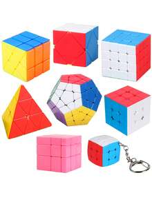 sengso Speed Cube Pyramid + 3x3 + 4x4 + Megaminx + Mirror + Mini 3x3 Keychain + Skewb + Fenghuolun Puzzle Cube Toy For Kids Educational Toy - Multicolor - View 2