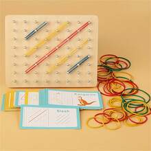 Juego de rompecabezas matemáticos geométricos de madera con tablero de clavijas, para desarrollar el pensamiento, la orientación espacial, la creatividad y la imaginación de los niños - Multicolor - Ver 5