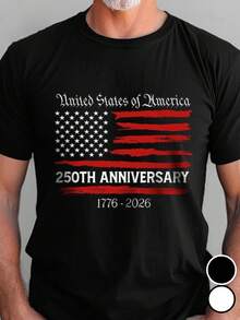 USA 250th Anniversary Shirt, 1776 2026 Patriotic Tee, United States Bicentennial Shirt, American Flag Shirt July 4th Gift, Celebration Costumes, 100% Cotton, Gifts For Family And Friends, Suitable For All Seasons, Comfortable Material - 白色 - 查看 6