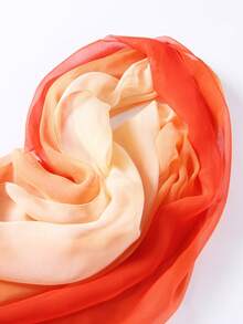 1pc Rainbow Gradient Color Chiffon Scarf, Lightweight Versatile Long Shawl For Women,Accessories,Holiday - Light and Dark Orange - View 2