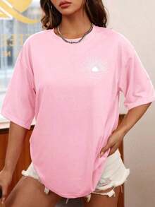 2026INAWLY Women's Plus Size Casual T-Shirt, Loose And Simple, Graphic Print, Crew Neck, Summer, Loose And Comfortable, Casual And Easy To Wear, Easter, Graphic Tees, 100% Cotton, Graphic Tees For Women - 風格 - 查看 4