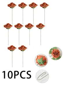 5/10/15/20/25/30 cành hoa hồng nhân tạo, thích hợp để tự làm bó hoa cưới, trang trí bàn làm việc, tiệc tùng, trang trí nhà cửa, đóng gói trong túi OPP (không hộp), quà tặng ngày Valentine, sinh nhật, tốt nghiệp. - trái cam - Xem 10