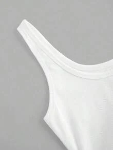 Slayr Casual All-Match White Cami Top With Deep U-Neck And Racerback - White - View 11