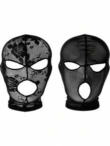 威尼斯哥德式蕾絲面具，全臉連帽蕾絲面具，中性款，附眼睛與嘴巴開口，黑色網格頭飾，適用於角色扮演派對、萬聖節舞台表演與舞會（此面具頭圍為52，請根據您的頭圍尺寸選擇，若您覺得太小，請謹慎下單） - 彩色 - 查看 7