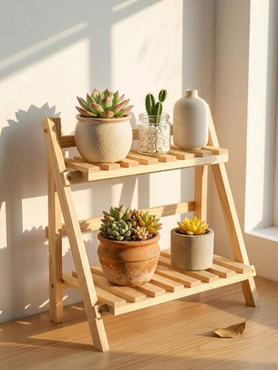 [US 2-7 Day Delivery] Aesthetic Wooden Plant Stand With 2-Tier Ladder Design To Maximize Space For Plant Lovers Sleek Desktop Organizer For Home Office Minimalist Succulent Shelf To Hold Cactus Flower Pots Decor Scented Candles Stable Sturdy Wood Rack Home Decor Garden Accessories Office Supplies