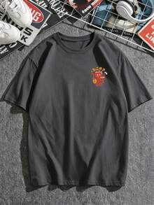 AnChiStreetwear - Áo thun nam cỡ lớn thời trang, in hình bạch tuộc ngộ nghĩnh bằng tiếng Anh, tay ngắn, phù hợp cho phong cách đường phố, hoạt động ngoài trời và đi làm hàng ngày. - Màu xám đen - Xem 4