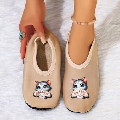 Women's All-Season Slip-On Shoes, High Elasticity Fabric Conforms To Foot Shape, Flexible Movement, Anti-Slip Sole Design, Breathable For Home Fashion, Suitable For Swimming, Yoga, Dancing, Hotel, Multi-Purpose, Portable Plus Size Slippers
