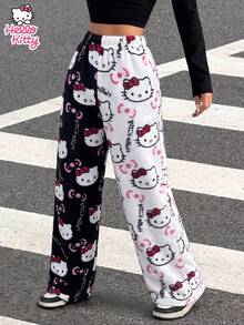 SANRIO 1件 Hello Kitty 女款長褲，毛絨保暖舒適可愛，適合秋冬穿著 - 彩色 - 查看 3