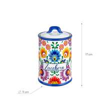 Baroni Home Barattolo Zucchero Decorato in Ceramica con Coperchio Ermetico, Accessorio da Cucina Colorato Resistente, Linea Flora, 11x11x17 cm - Barattolo basso - Visualizzare 3