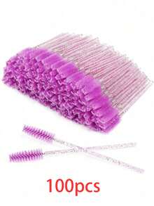 50/100pcs Disposable Eyelash Brushes, Suitable For Eyelash Extension, Eyebrow And Makeup, Crystal Color, 7 Colors Available (Multi-Color) - Multicolor - View 15