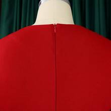New Women's Plus Size Dress Autumn Winter Long Sleeve Ruffles Elegant OL Style - 紅色 - 查看 3