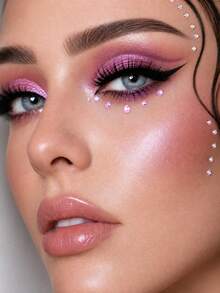 2 piezas Joyas faciales con diamantes de imitación de cielo estrellado 3D brillante, decoración de maquillaje para fiesta de festival de música DIY, adecuado para cabello, ojos, rostro y Body, set de regalo para el Día de San Valentín - Multicolor - Ver 4