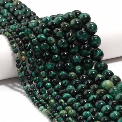 1 hebra (aproximadamente 28-88 piezas) de piedra de ojo de tigre verde, cuentas para hacer joyas de pulsera, collar y colgante de estilo minimalista de moda
