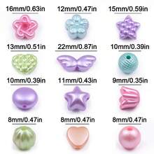 20-200pcs ABS Faux Pearl Mixed Color Pearl, Plum Blossom, Pumpkin, Pentagram, Heart Shaped Beads For DIY Handmade Bracelet Accessories - Pearlescent Beads - View 5