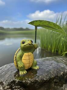 Cute Resin Turtle & Tree Figurine, Suitable For Hand Painting, Decorative Piece For Garden, Living Room, Planter And Outdoor Spaces - A - View 3
