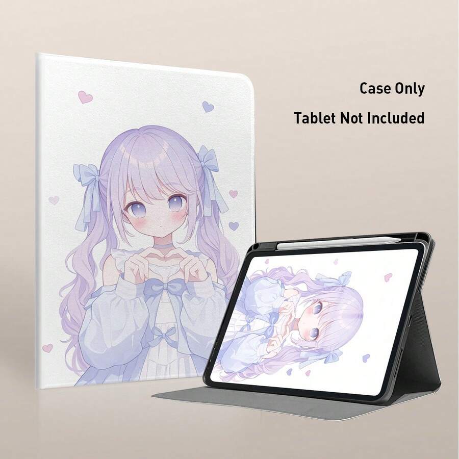 1个带笔槽的翻盖式桌面保护套,可爱卡通女孩图案,兼容荣耀Pad 8/9/10、荣耀GT 11.5英寸/X7/X8A/X8Pro/X9/X9Pro/V9/V8 Pro、MatePad SE 11英寸/MatePad 11英寸/11.5英寸、MatePad Pro、苹果第十代/11 2025(A16)、A9/A9+/A11/S11/S10 FE+,具备自动休眠/唤醒功能,适合作为返校季、情人节、节日礼物。 - 彩色 - 查看 1