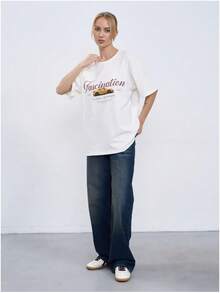 Camiseta de manga corta 100% algodón con estilo urbano, estampado de coches moderno y atractivo, corte holgado y cómodo, una prenda popular. - Negro - Ver 9
