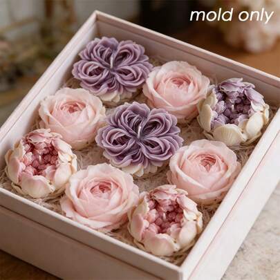 Un molde de silicona de peonía de pétalos dobles pequeños, con forma de flor tridimensional con detalles ricos. El molde es flexible, duradero y no se deforma fácilmente. Molde de uso múltiple, adecuado para hacer velas, jabones, yeso, artesanías de resina