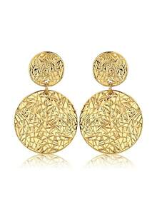 Pendientes circulares con patrón asimétrico exagerado y personalizado de estilo retro - Pendientes geométricos versátiles y de moda - aretes de aro - Ver 4