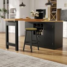 High-End Extendable Bar Table With 360° Rotation And Storage Space, Adjustable Length From 120 To 180 Cm, Ideal For The Living Room, Dining Room, Or Office. Black Extendable Designer Bar Table. - Black - View 10