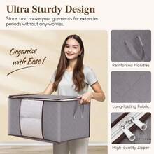 6 Pack Clothes Storage, Foldable Storage And Organization, Storage Bins With Lids, Blanket Storage , Closet Storage With Reinforced Handles For Clothing, Bedding. - View 2