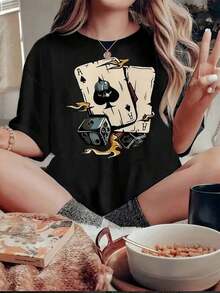 1pc Camiseta informal de algodón con cuello redondo para mujer Camiseta deportiva para mujer Camiseta para hombre Camisetas para parejas Regalo de San Valentín Regalo de cumpleaños Regalo de Navidad Camiseta unisex Apta para todas las estaciones, 100 % algodón - Blanco - Ver 7