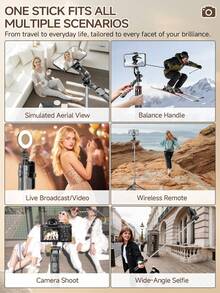F05 Automatic Retractable Selfie Stick, Bluetooth Remote Control Tripod, 360° Panoramic Multi-Angle Shooting, Adjustable Height, Detachable Phone Holder, Compatible With IOS And Android, Travel Vlogging Live Streaming Accessory - Selfie Stick Tripod - View 10
