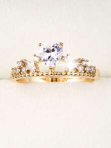 1 chiếc nhẫn hình trái tim đính đá Cubic Zirconia dành cho nữ - Nhiều màu - Xem 10