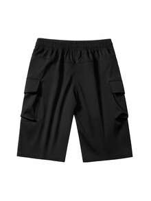 Pantalones cargo casuales y de moda para hombres de talla grande, pantalones capri deportivos para exteriores unisex, para verano - Negro - Ver 3