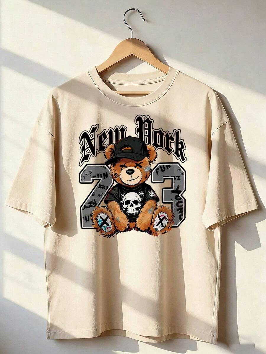 Grunge Style Short Sleeve T-Shirt With Number "73", Fashionable Short Sleeve T-Shirt For Spring And Summer 2026, Made In Mexico, 180 Grams. Cartoon Print, Couple Design, Suitable For Indoor Or Outdoor Wear. Crew Neck, Unisex, Ideal For Office And Leisure. One-Pack. - APR-P631577SLNDXZGY411 - 查看 1
