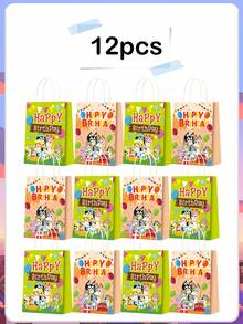 Bluey 布鲁伊主题派对礼品袋、生日派对装饰、礼品包装袋、爆米花纸袋，适合生日和新年派对用品、便携式糖果礼品包装盒、生日派对便携礼品盒、完美派对礼物、嘉年华礼物 - Silver-2pcs - 查看 10